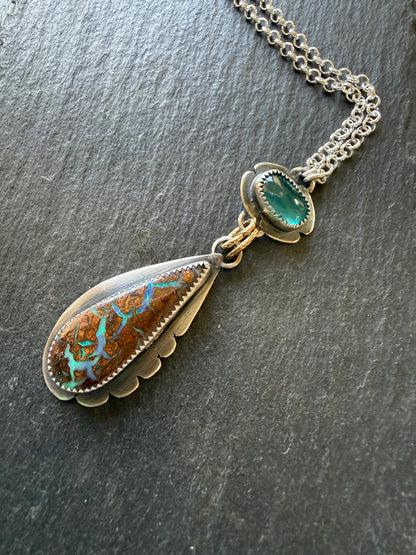 Boulder Opal and Kyanite Necklace