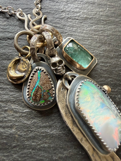 Wing Charm and Gemstone Necklace