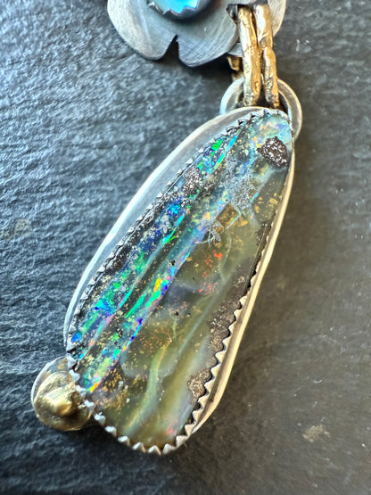 Blue Topaz and Opal Necklace