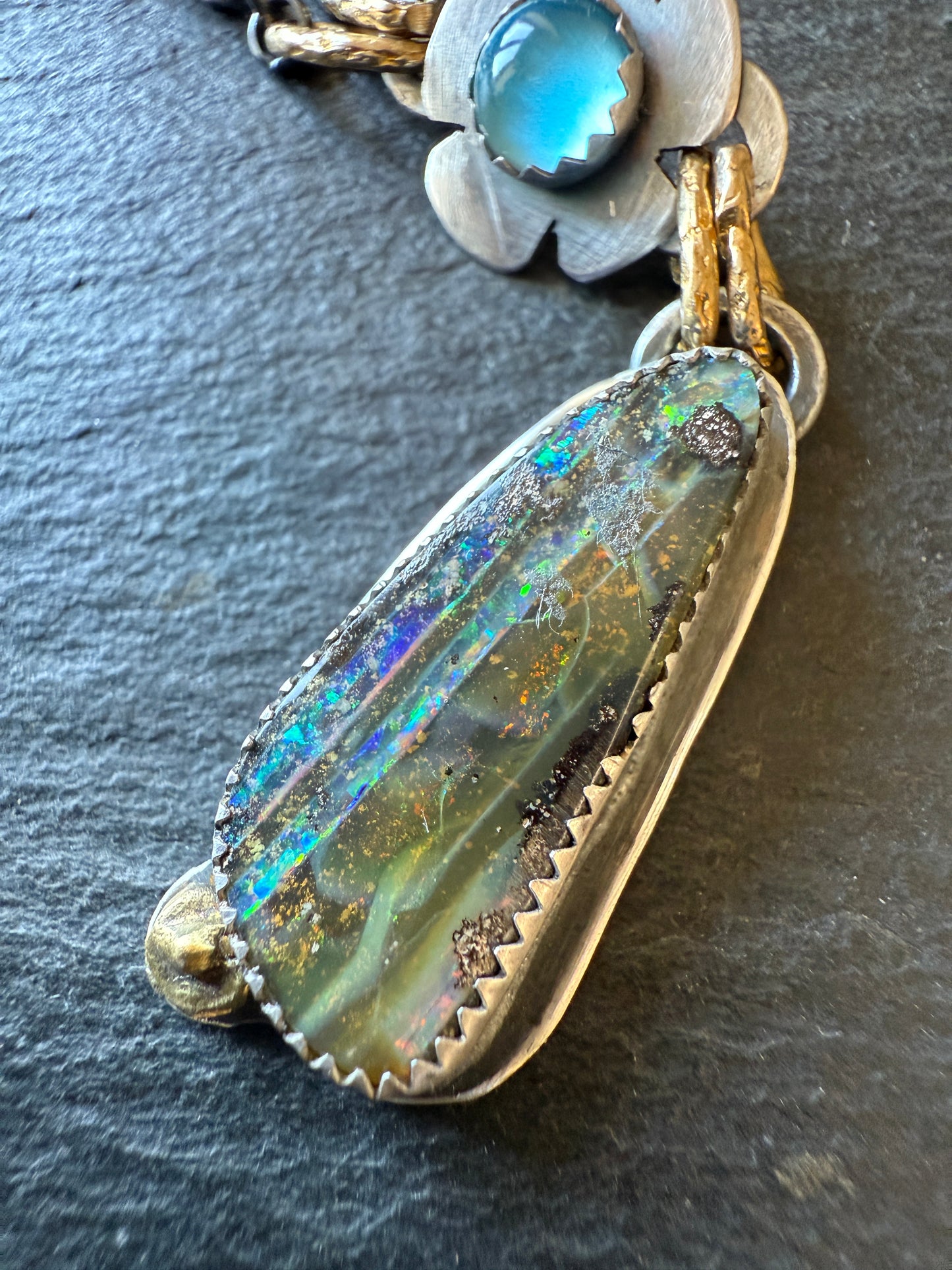 Blue Topaz and Opal Necklace