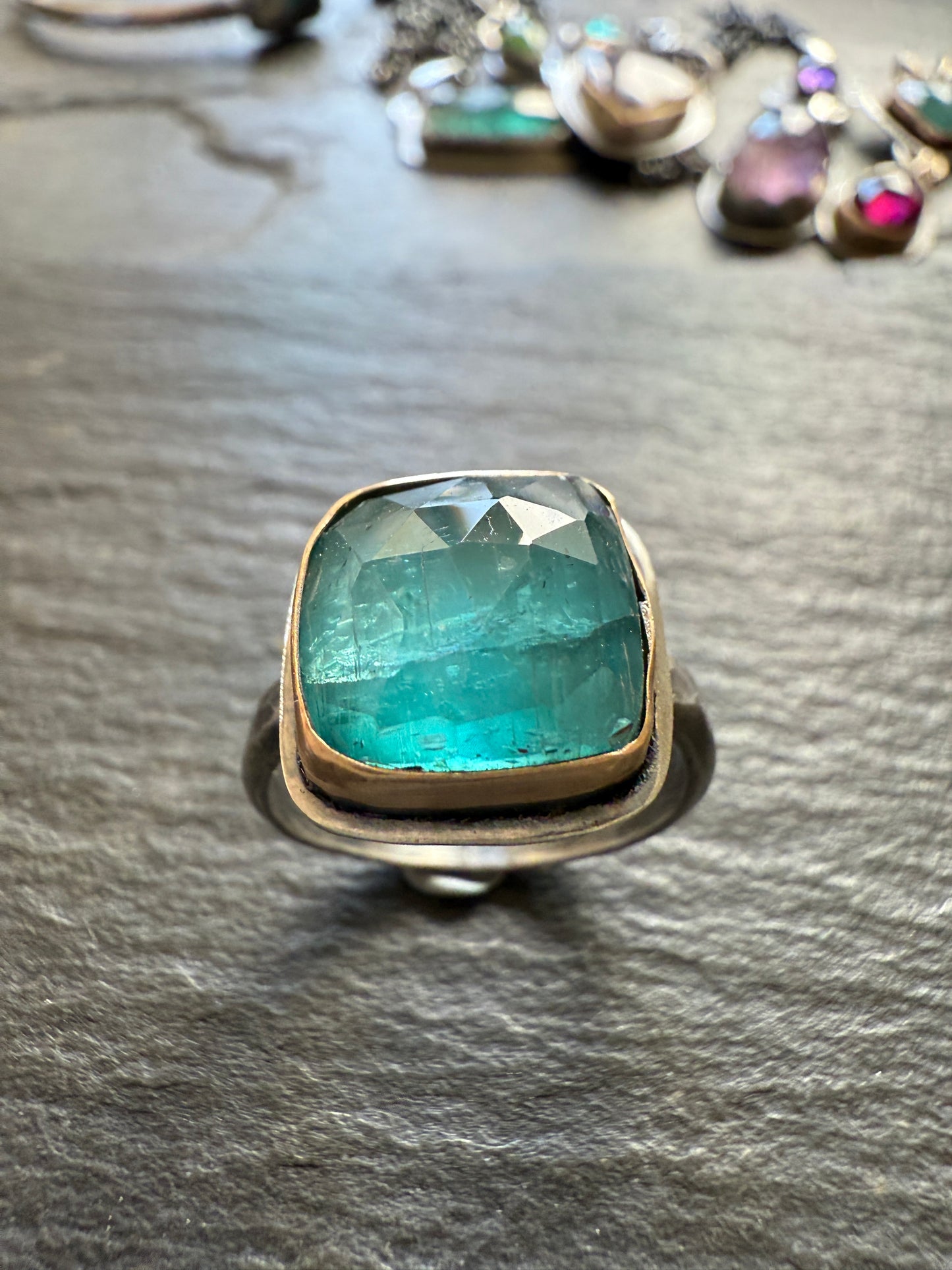 Teal Blue Kyanite Ring 7