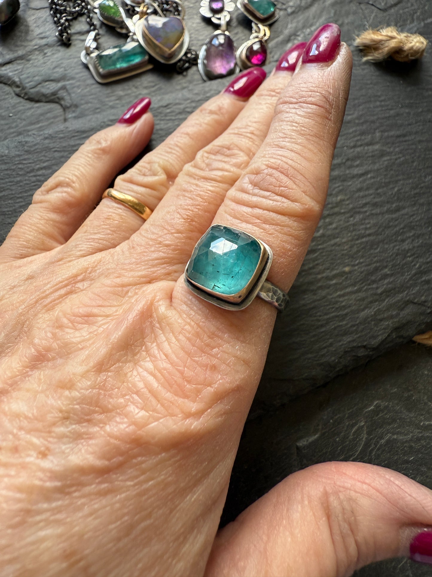 Teal Blue Kyanite Ring 7
