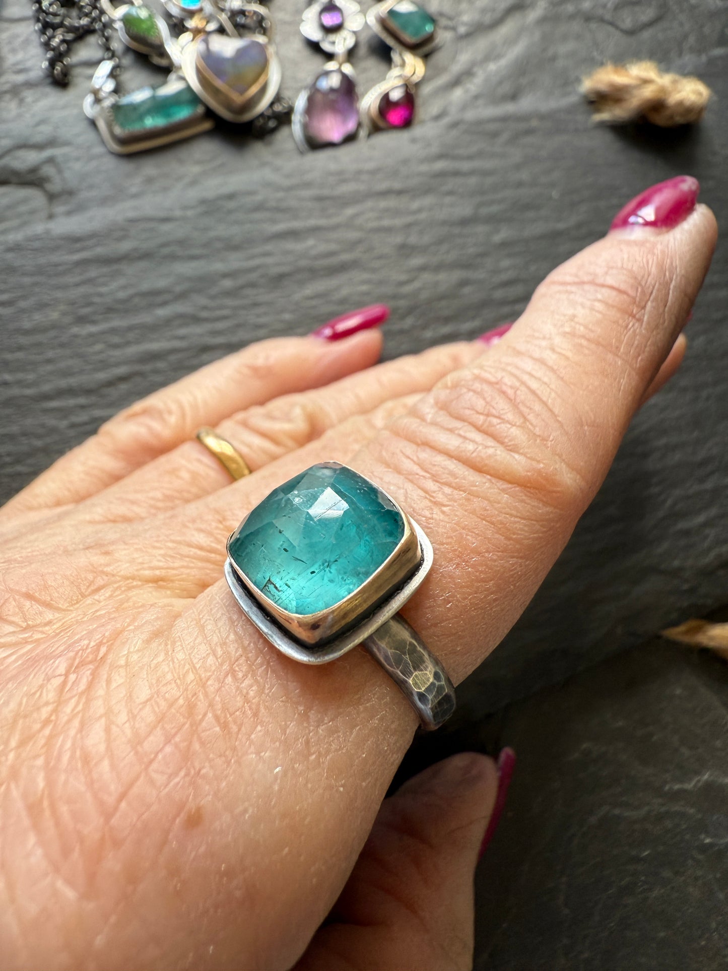 Teal Blue Kyanite Ring 7