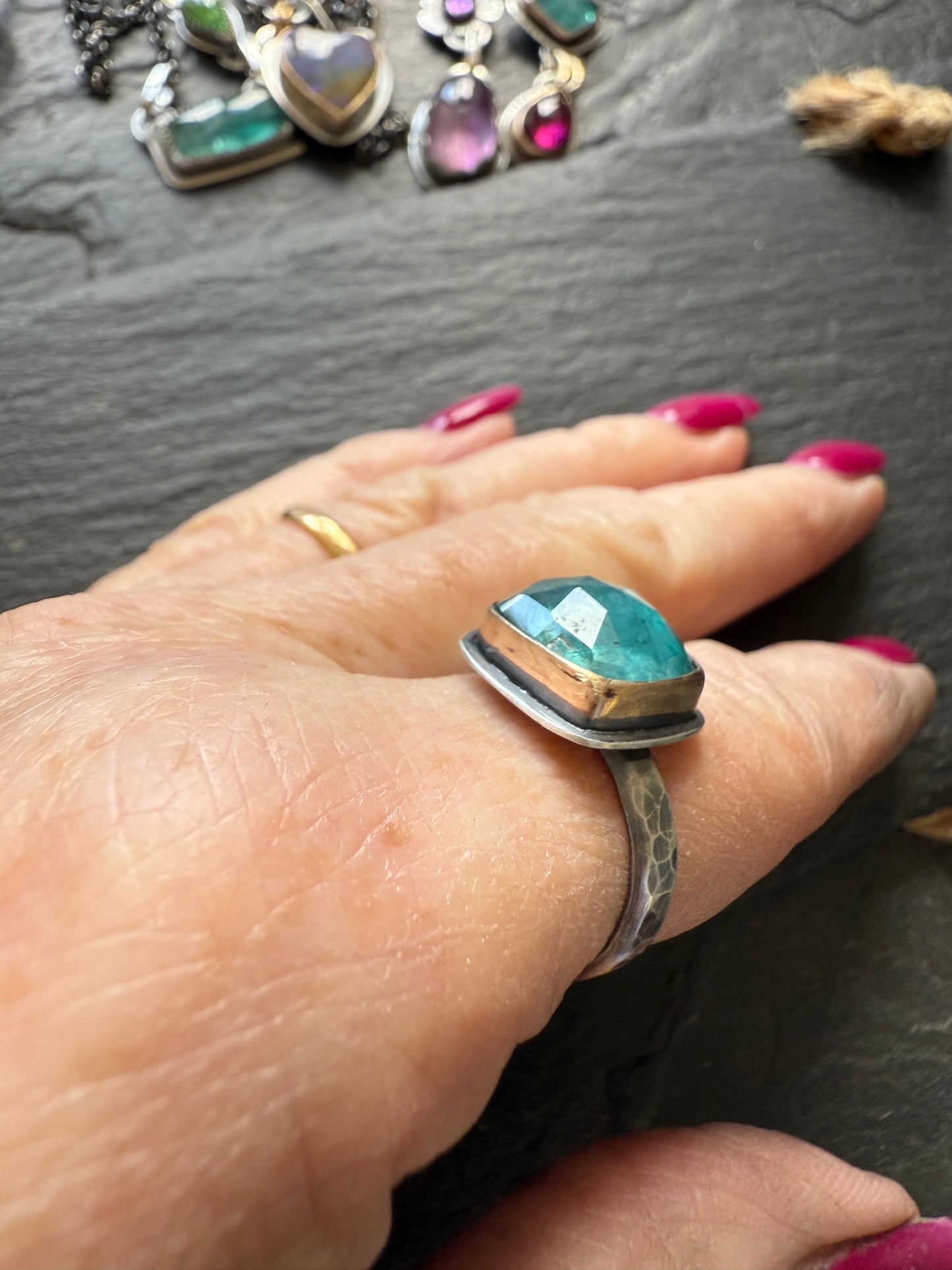 Teal Blue Kyanite Ring 7