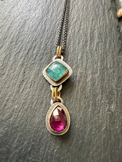 Pink Garnet & Kyanite Pendant