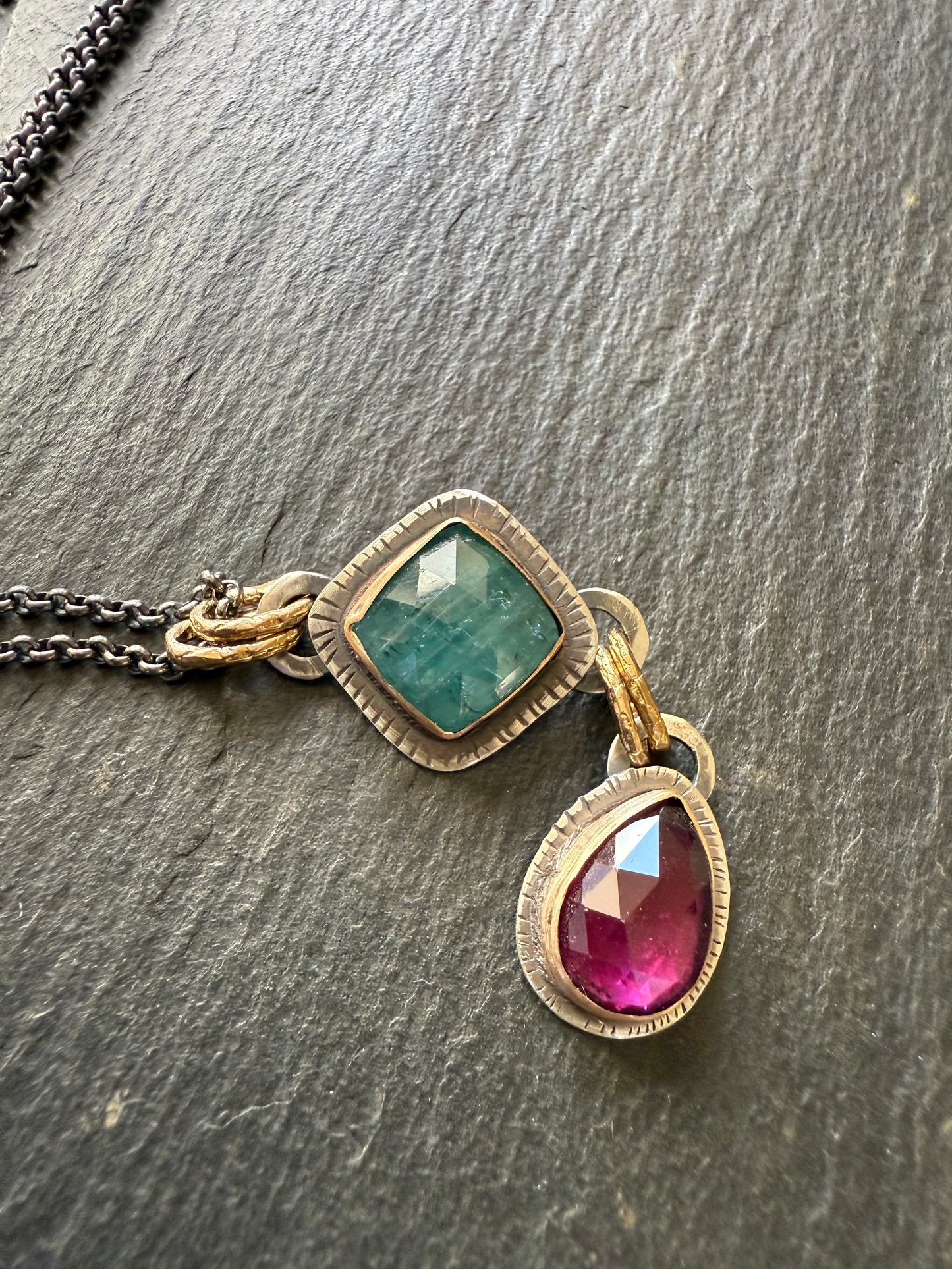 Pink Garnet & Kyanite Pendant