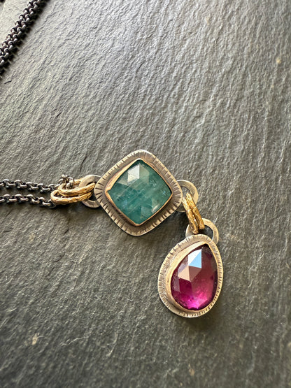 Pink Garnet & Kyanite Pendant