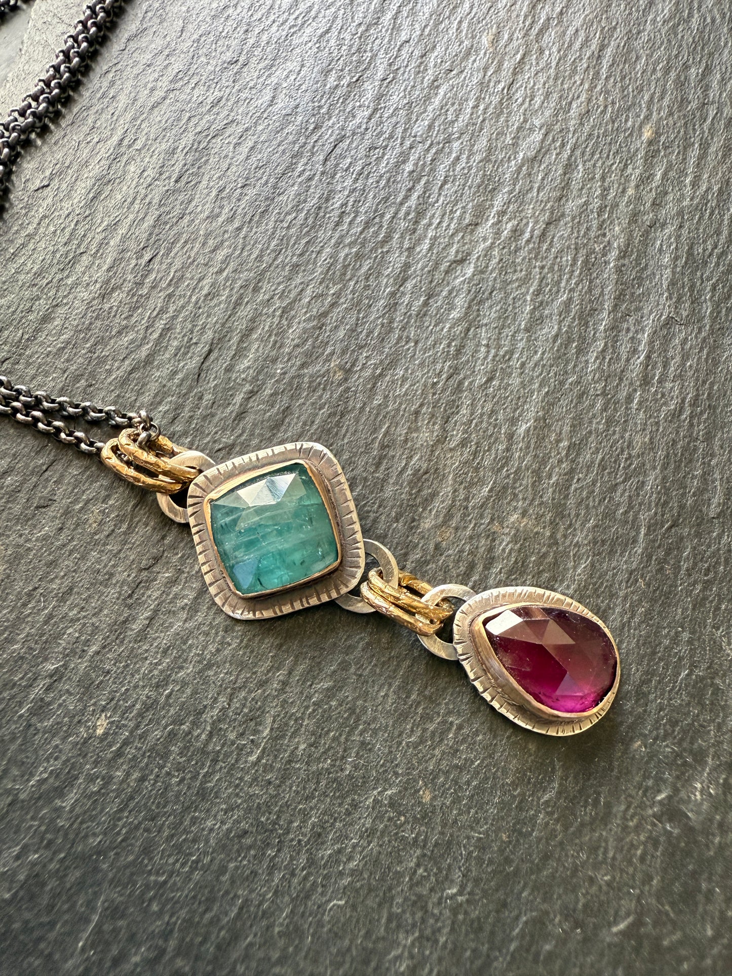 Pink Garnet & Kyanite Pendant