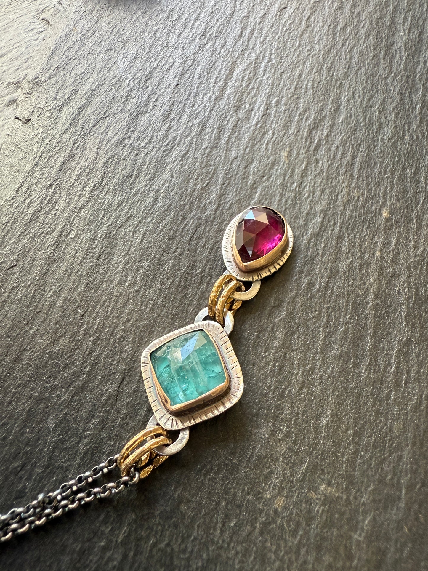 Pink Garnet & Kyanite Pendant