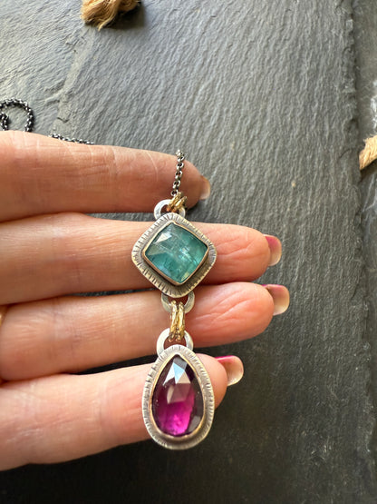 Pink Garnet & Kyanite Pendant