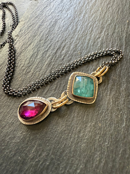 Pink Garnet & Kyanite Pendant