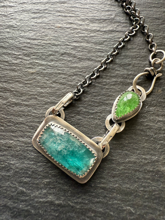 Tsavorite and Kyanite Necklace
