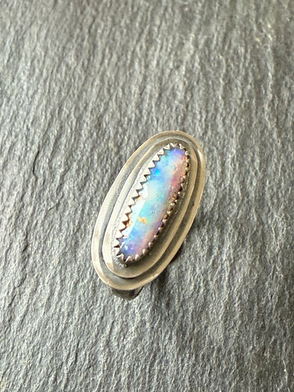 Layered boulder opal ring