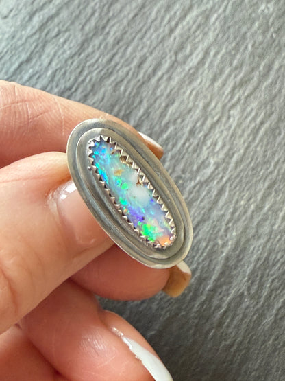 Layered boulder opal ring