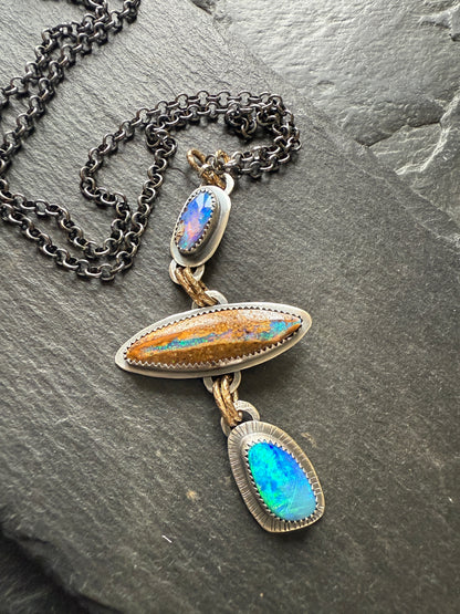 Blue Opal Multi Charm Necklace