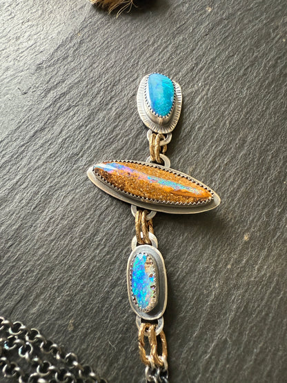Blue Opal Multi Charm Necklace