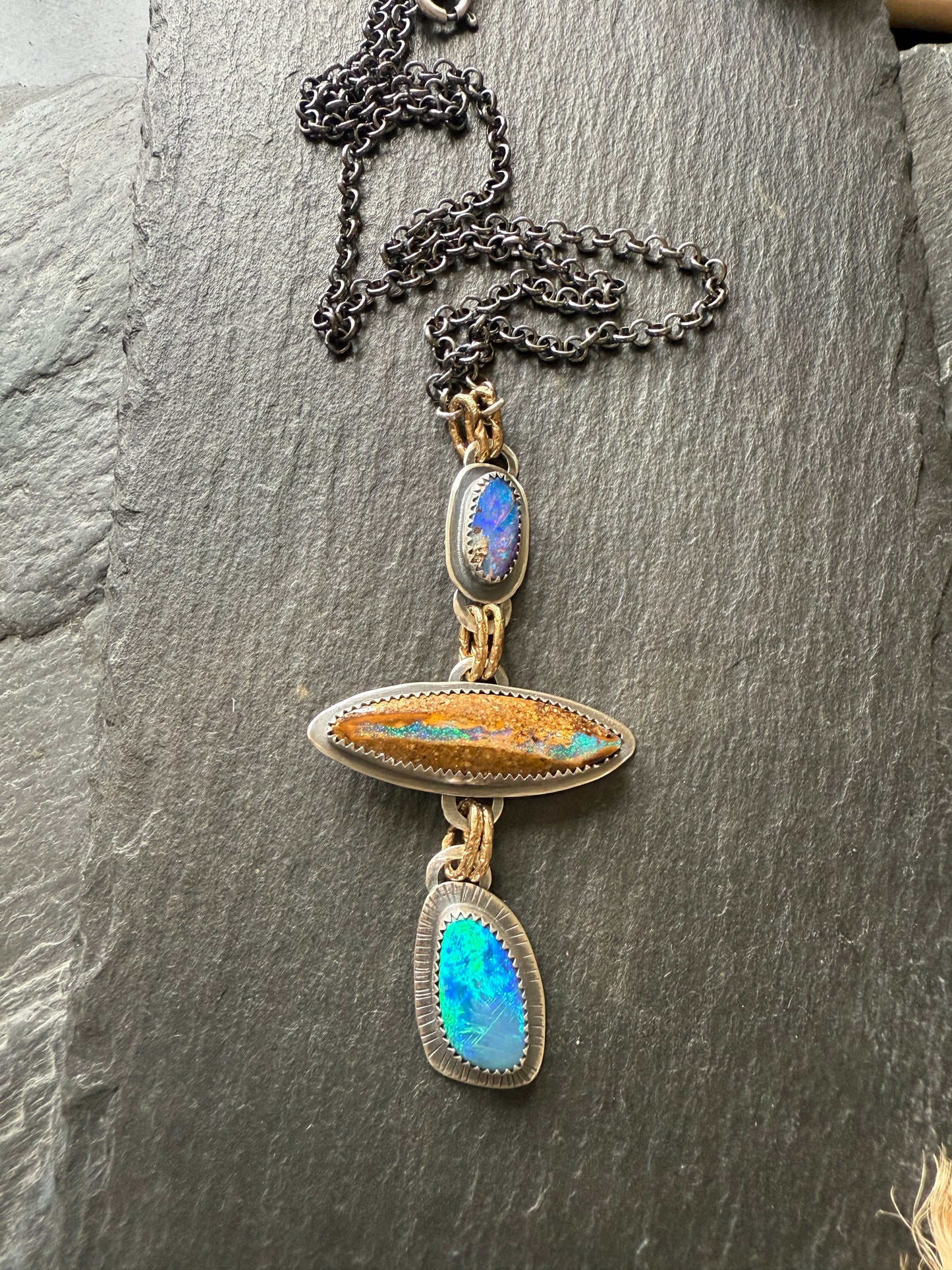 Blue Opal Multi Charm Necklace