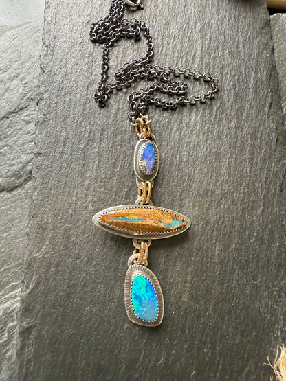 Blue Opal Multi Charm Necklace