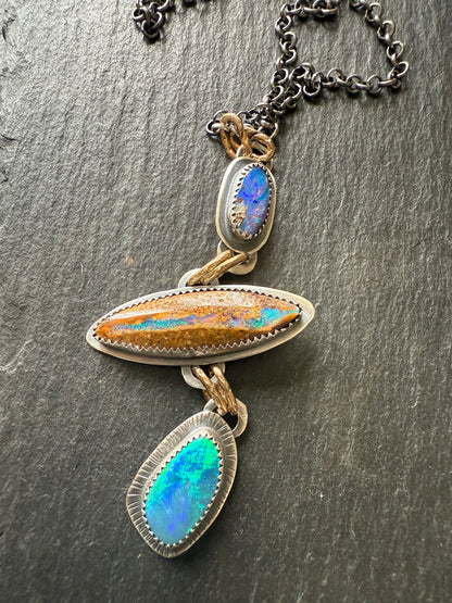 Blue Opal Multi Charm Necklace