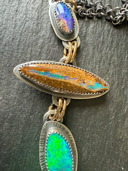 Blue Opal Multi Charm Necklace