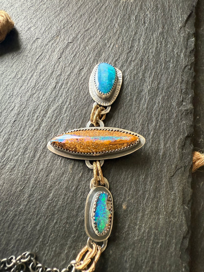 Blue Opal Multi Charm Necklace