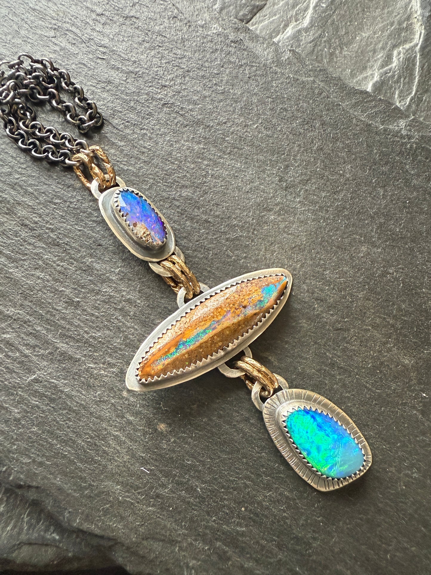 Blue Opal Multi Charm Necklace