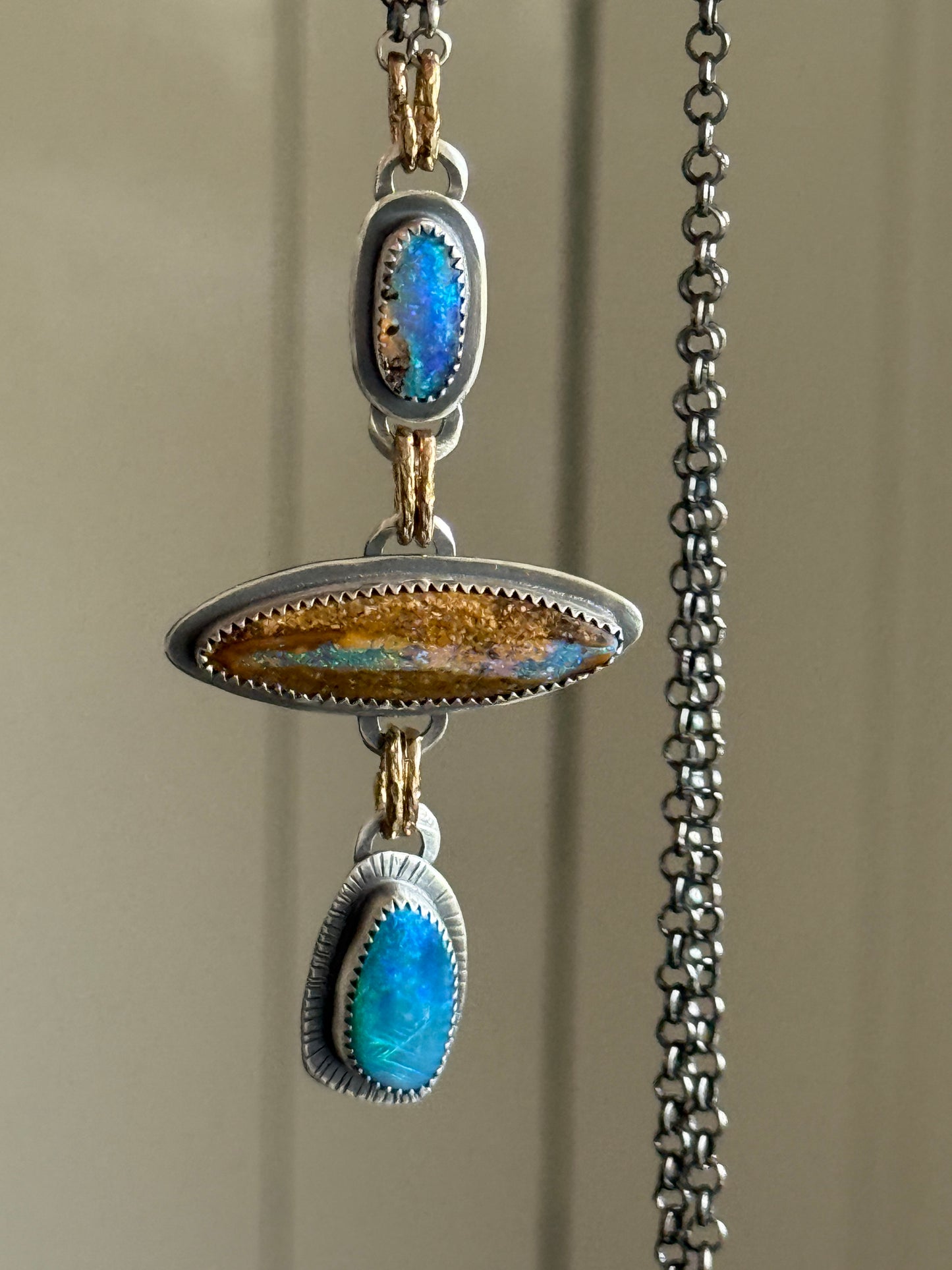 Blue Opal Multi Charm Necklace