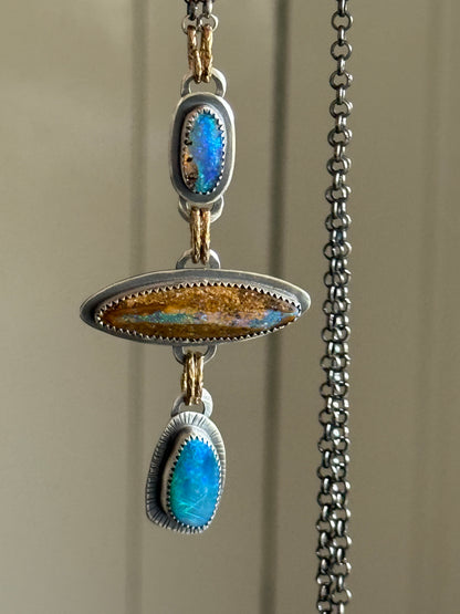 Blue Opal Multi Charm Necklace