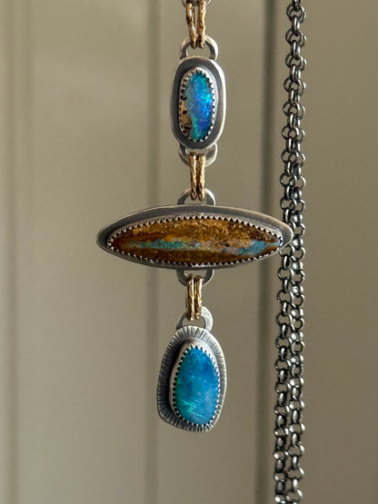 Blue Opal Multi Charm Necklace
