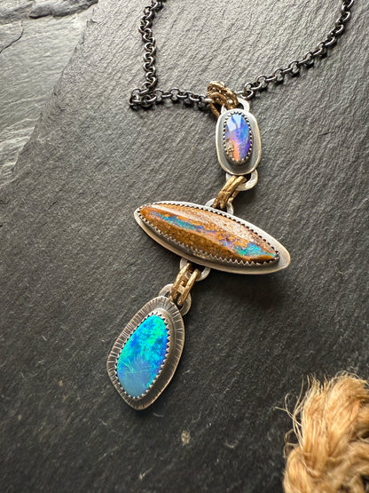 Blue Opal Multi Charm Necklace