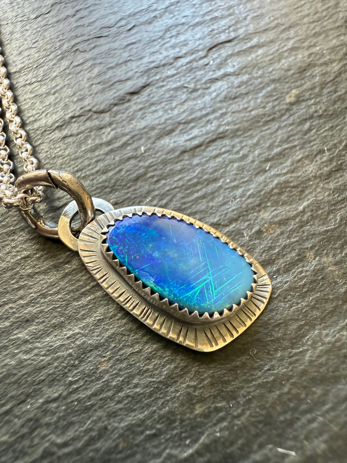 Blue Australian Opal Pendant