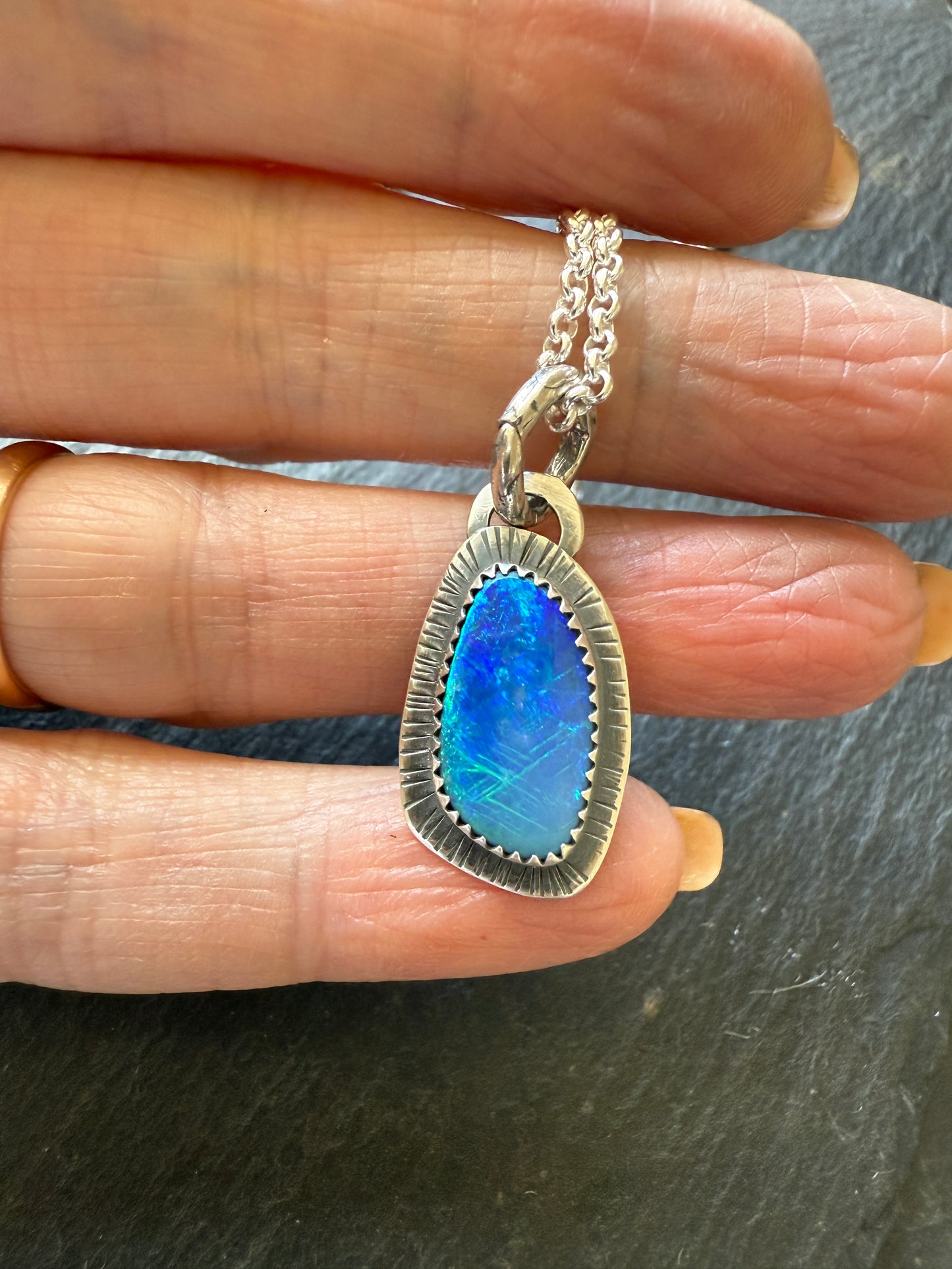 Blue Australian Opal Pendant