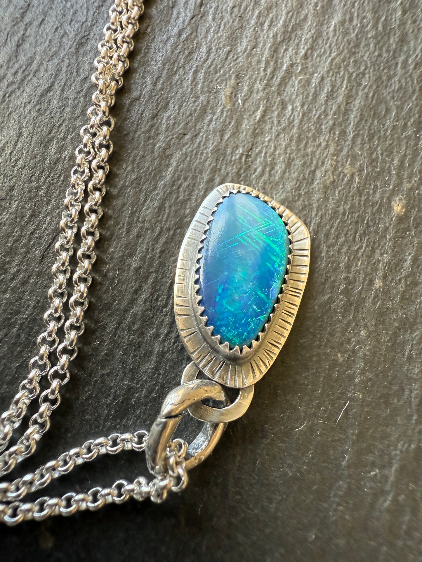 Blue Australian Opal Pendant