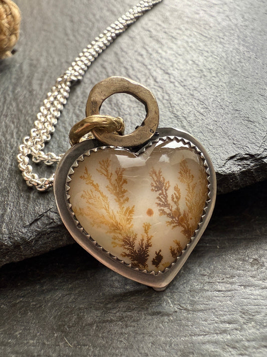 Heart Dentric Agate Pendant