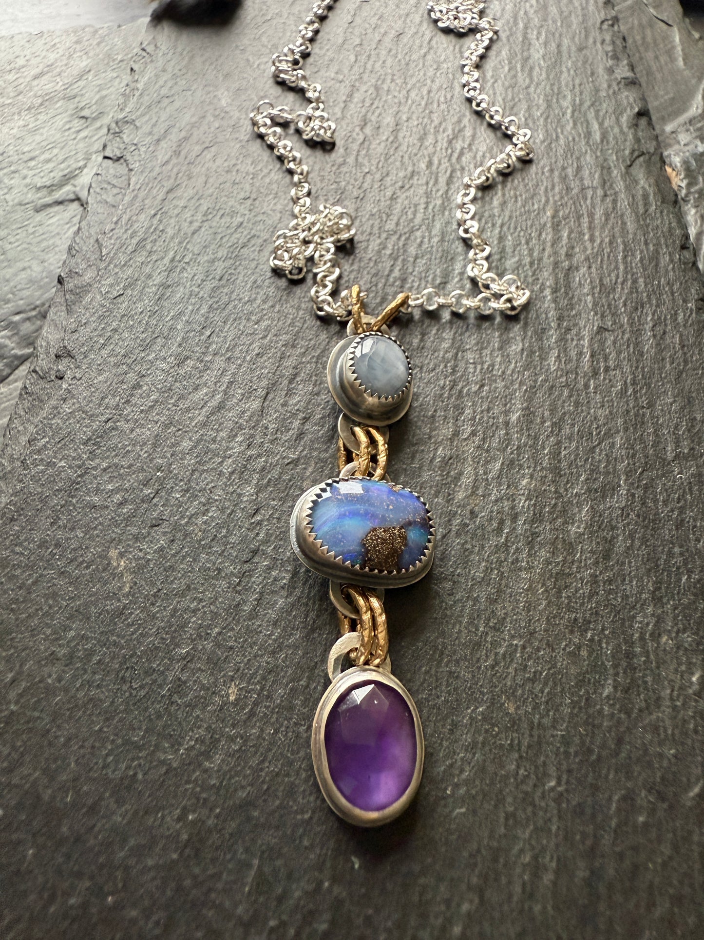 Triple Gemstone Necklace