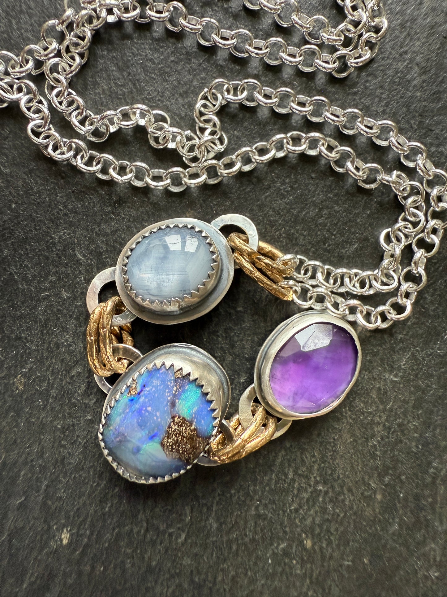 Triple Gemstone Necklace