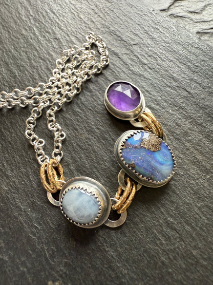 Triple Gemstone Necklace