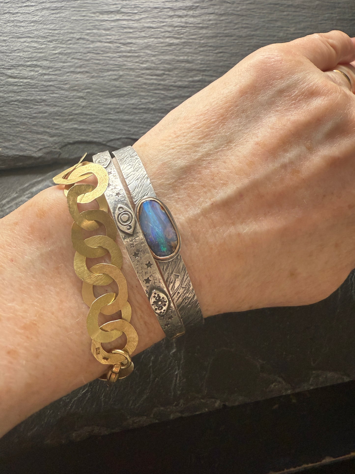Blue opal bangle