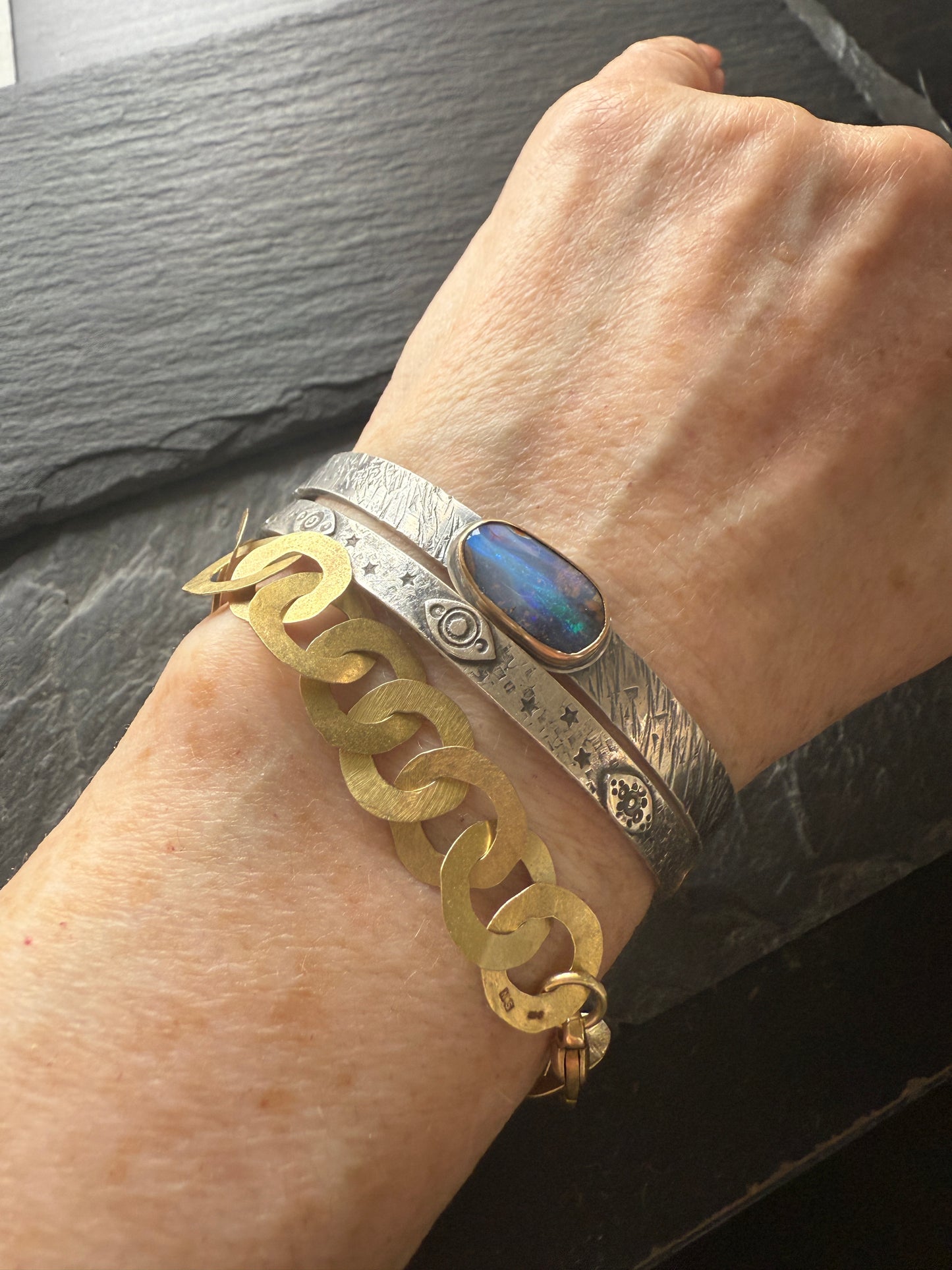 Blue opal bangle