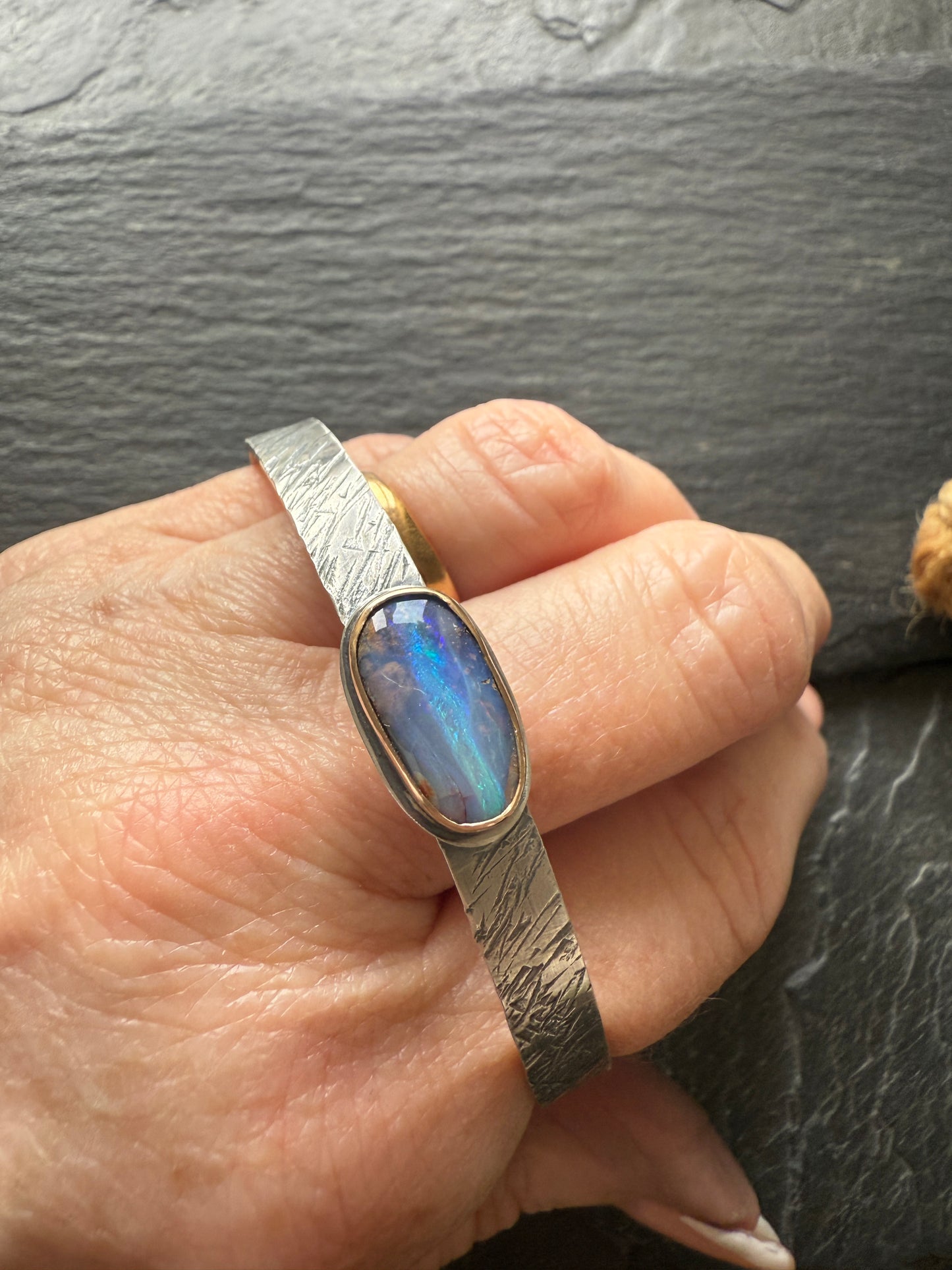 Blue opal bangle