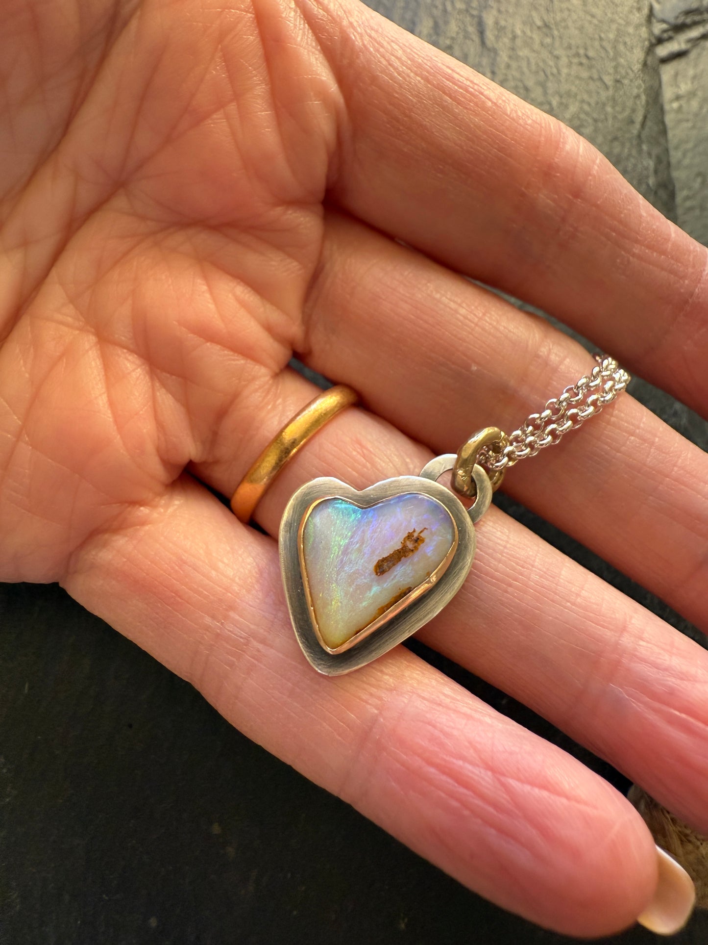 Petite Heart Opal Pendant