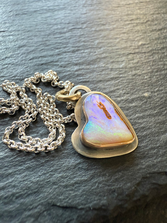 Petite Heart Opal Pendant