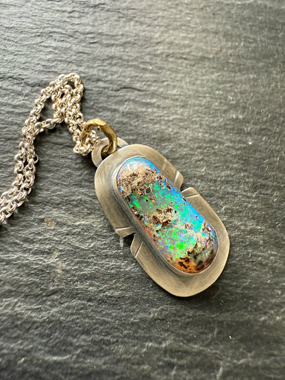 Unique Blue & Green Opal Pendant