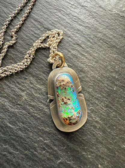 Unique Blue & Green Opal Pendant