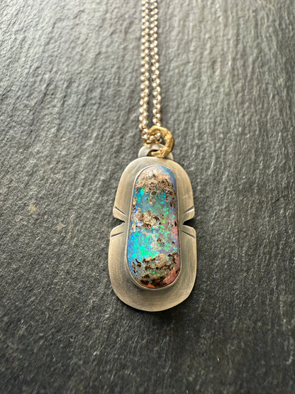 Unique Blue & Green Opal Pendant