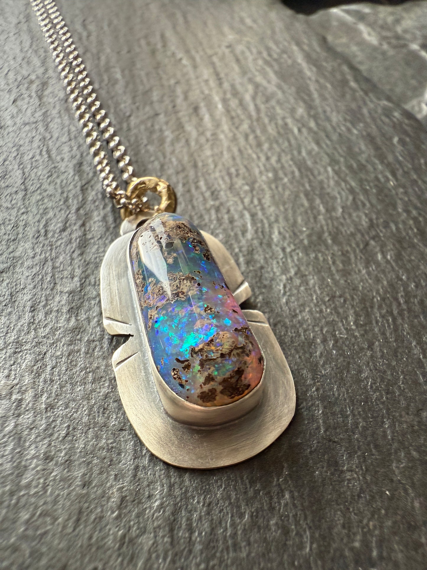 Unique Blue & Green Opal Pendant