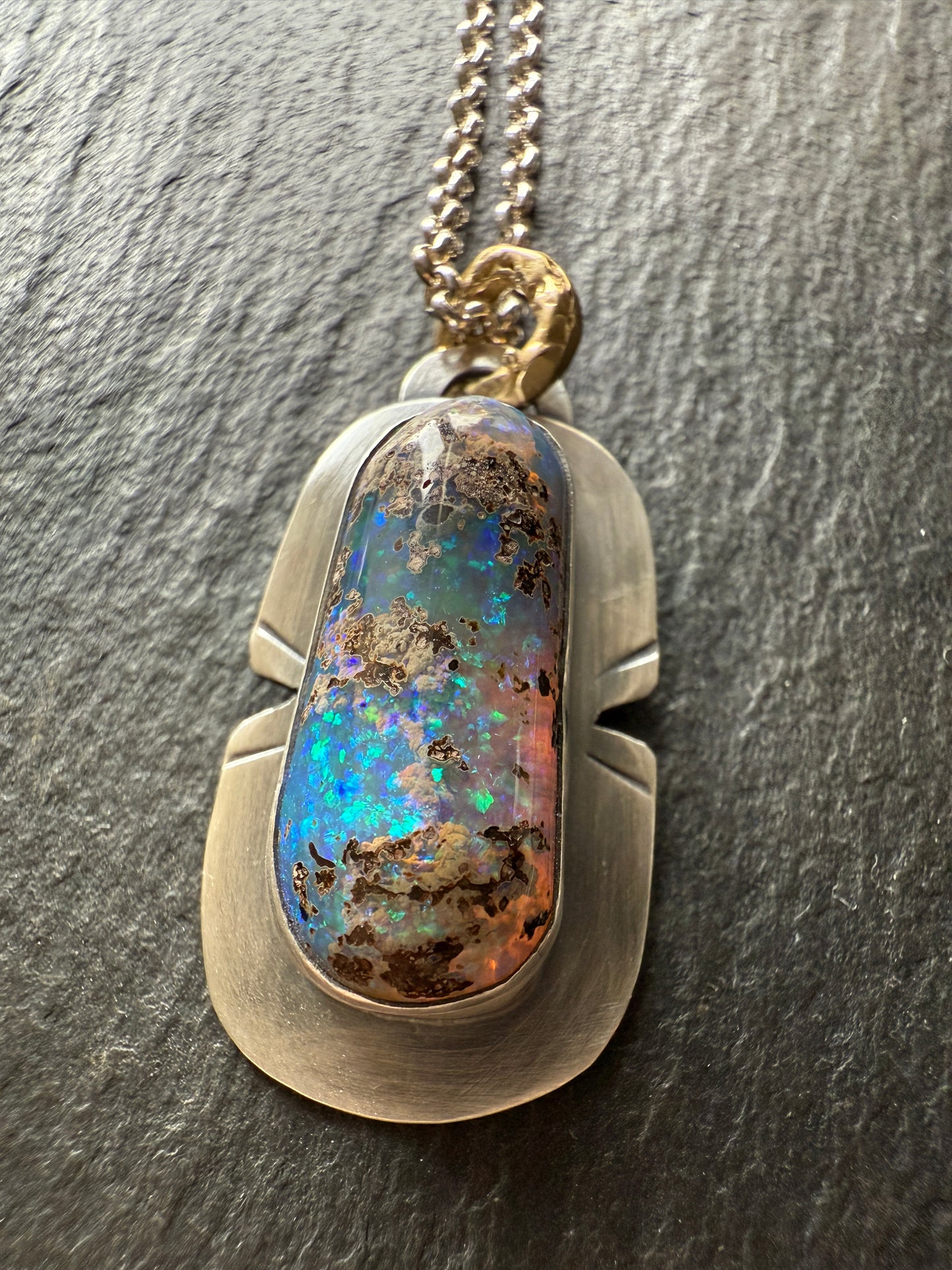 Unique Blue & Green Opal Pendant
