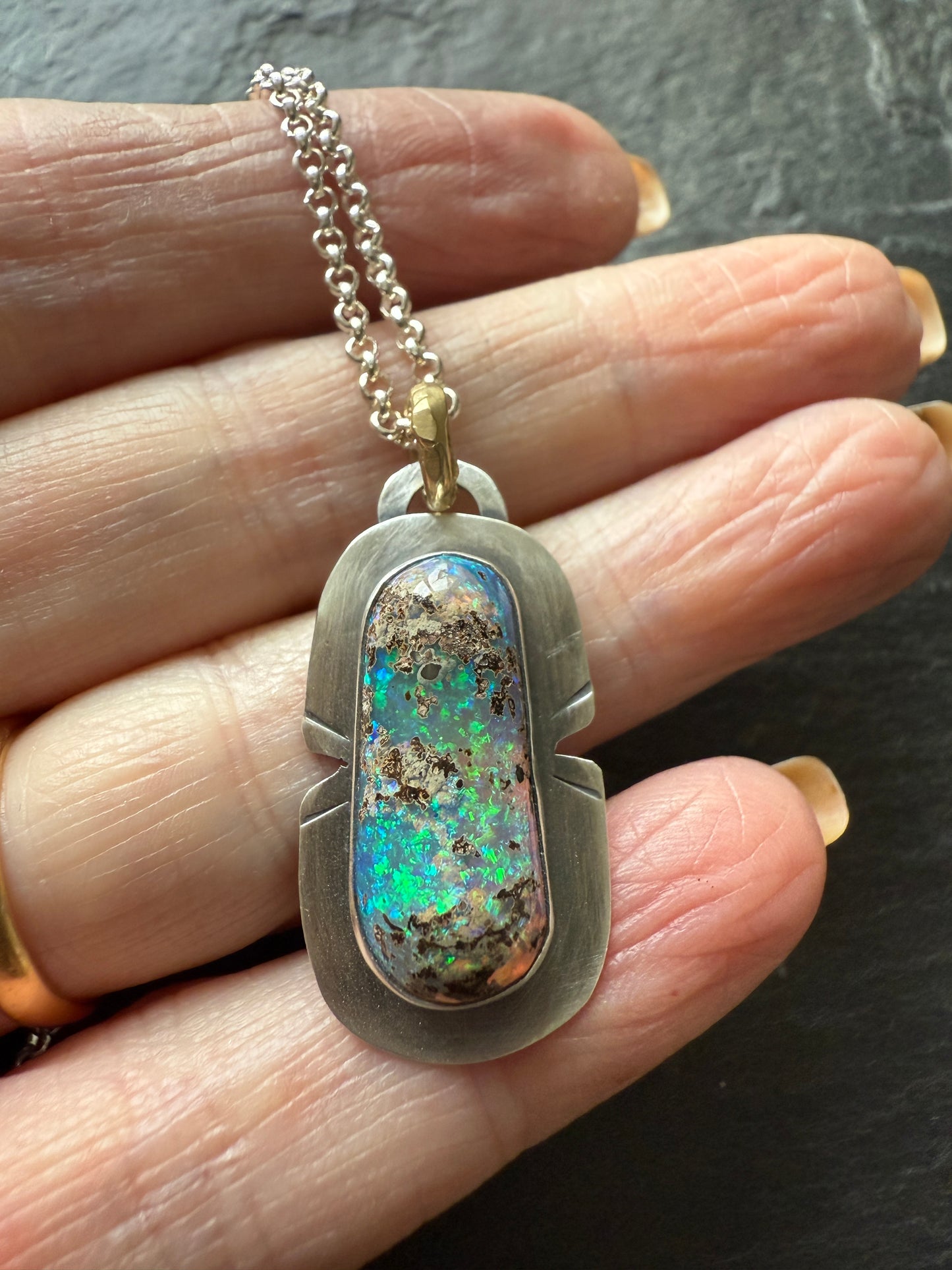 Unique Blue & Green Opal Pendant