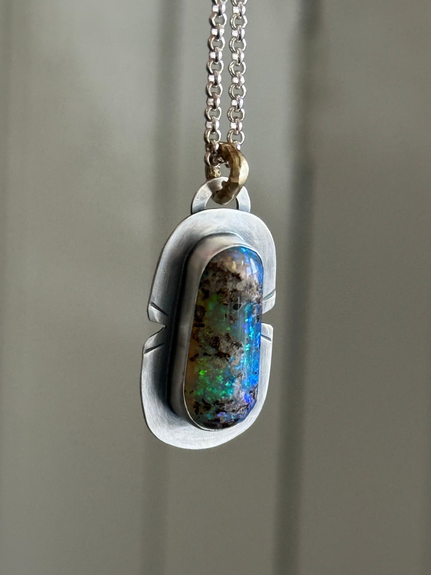 Unique Blue & Green Opal Pendant
