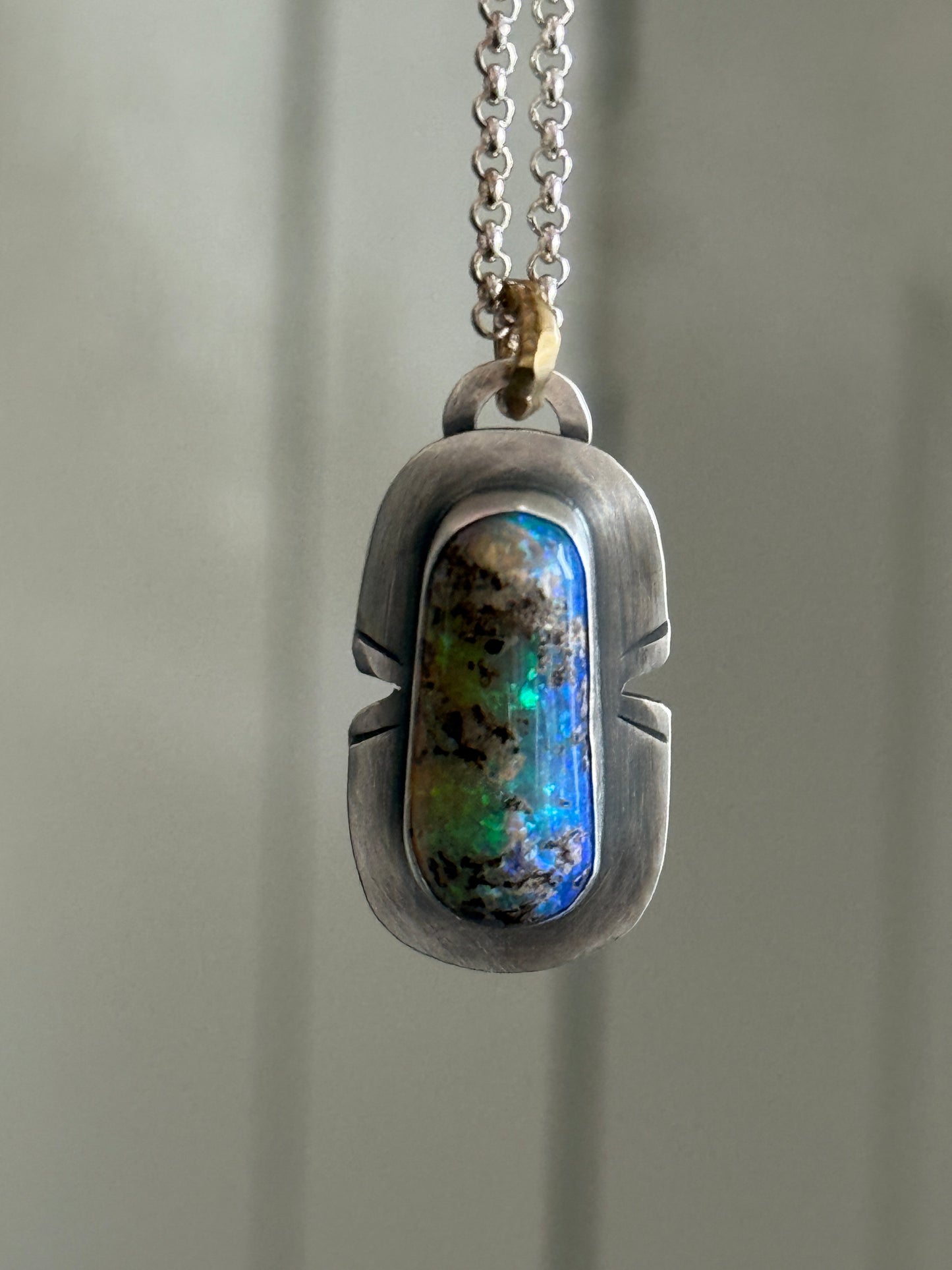 Unique Blue & Green Opal Pendant